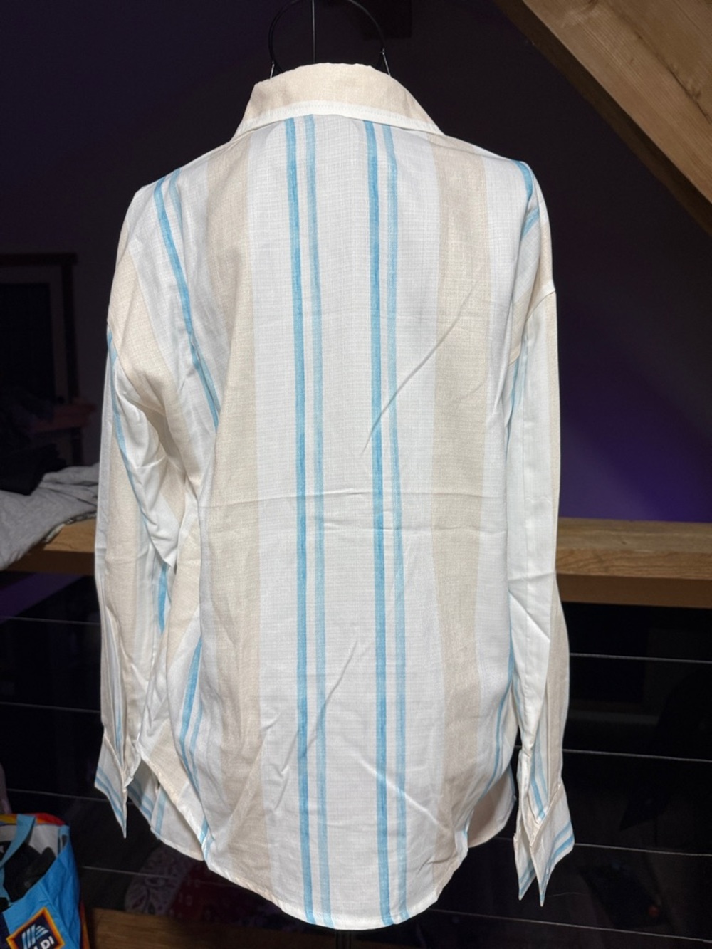 Commense Cream & Light Blue Striped Button-Front 2pc Set - Picture 10 of 10